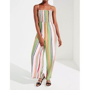 Urban Outfitters Smocked Striped Jumpsuit